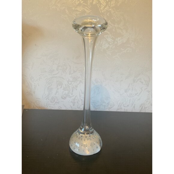 Vintage Aseda Sweden Glass Bud Vase Jack In The Pulpit Controlled Bubble Base 9” - Picture 1 of 6